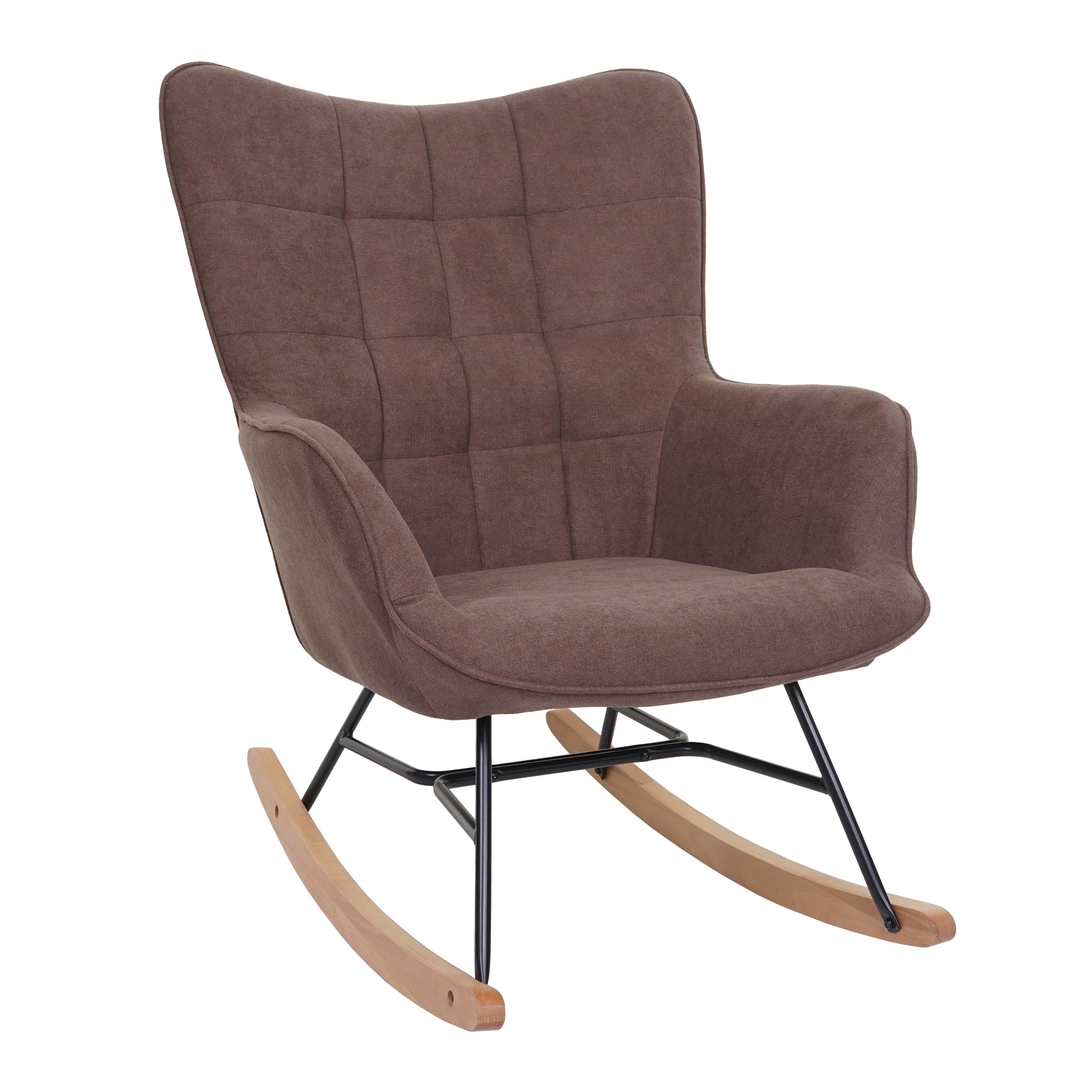 Schaukelstuhl MCW-K36, Schwingstuhl Relaxsessel Fernsehsessel, Stoff/Textil ÖKO-TEX ~ braun