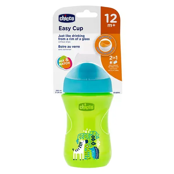 Copo Chicco Easy Meal com borda rígida +12 meses Azul