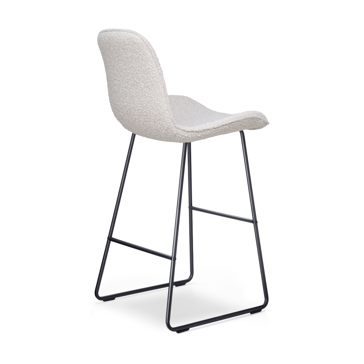 Barkruk Nino-Fé bouclé beige - zwart onderstel -  75 cm