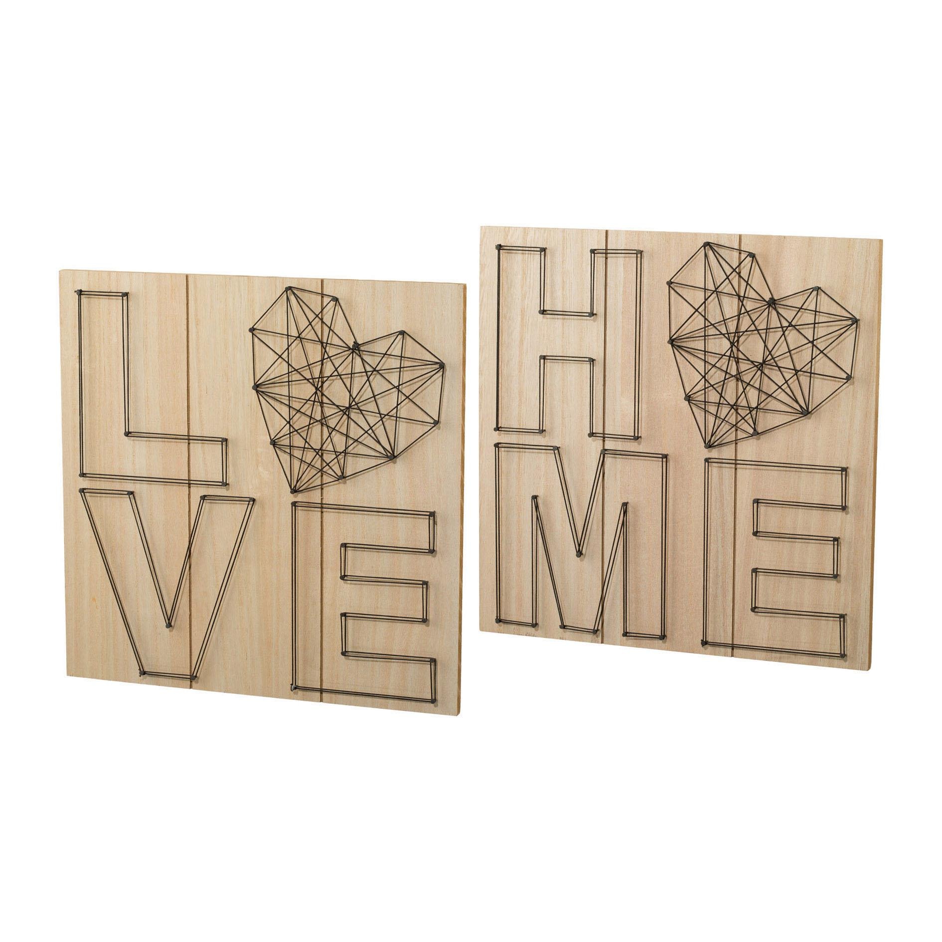 Creativ home Holzbild Set, 2 Stk. tlg. Wanddeko, aus Holz, mit Schriftzug