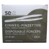 FRANK® Einmalpinzette aus Kunststoff steril 12,5 cm im Spenderkarton