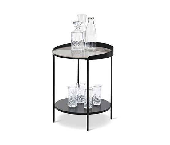 Beistelltisch mit Keramik-Tischplatte in Mamoroptik