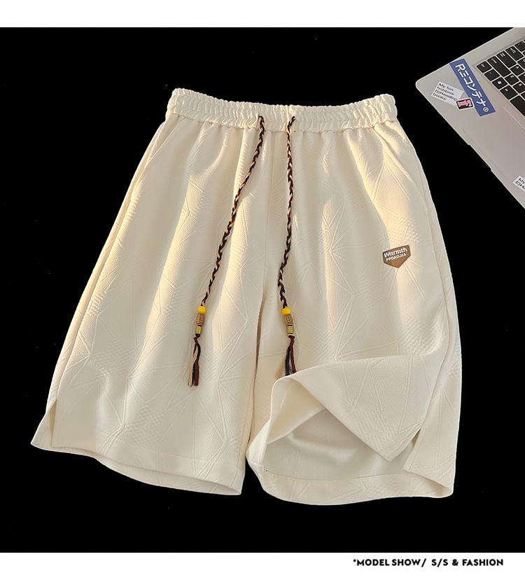 Derbundy - Trekkoord taille letters applicatie split sweat shorts