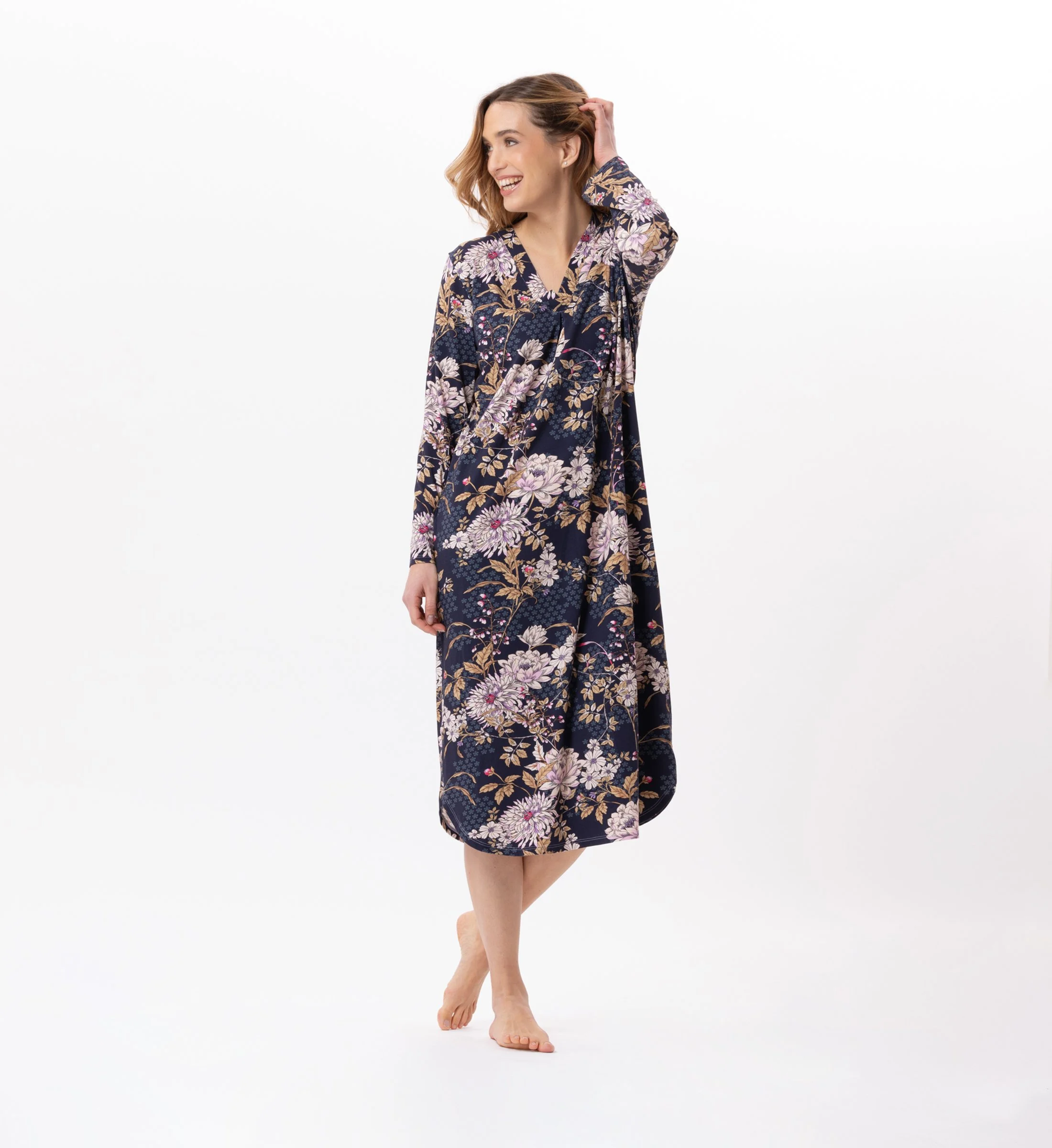 GLORIA 811 - Chemise de nuit longue en jersey | Multicolore