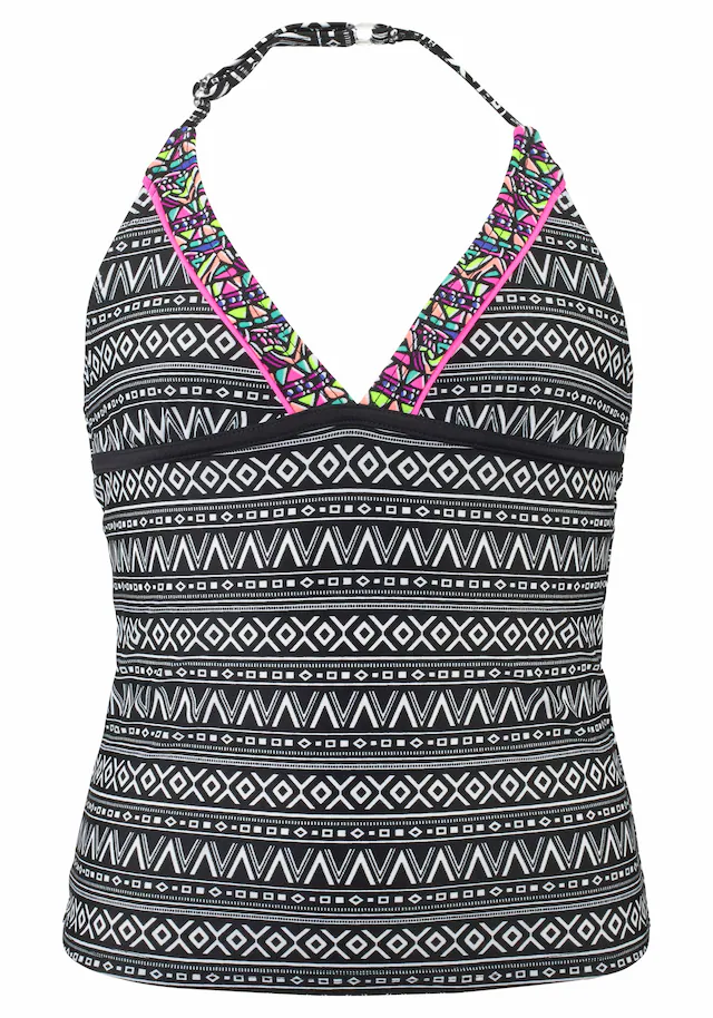Buffalo Tankini , mit Ethnodruck und Kontrastdetails