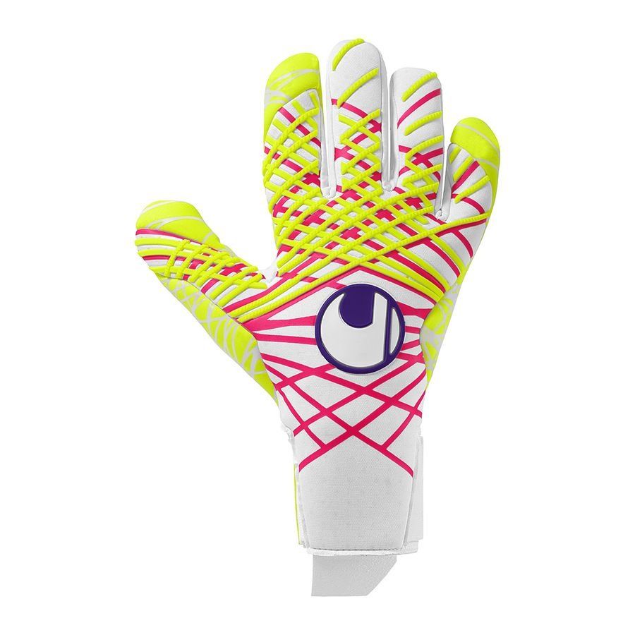 Uhlsport Gants de Gardien Prediction Ultragrip HN Maignan - Blanc/Rose/Jaune Fluo