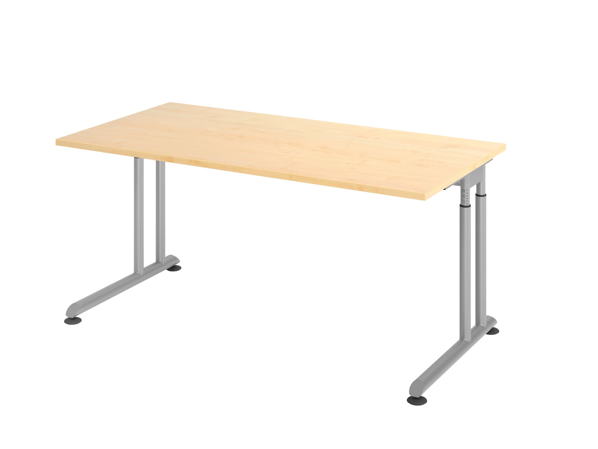 Schreibtisch 160 x 80 cm Ahorn/ Silber