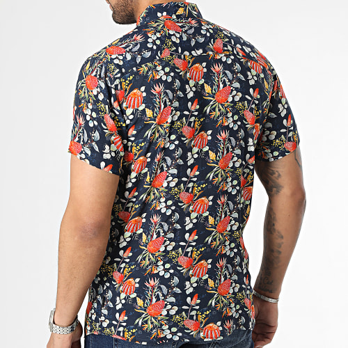 Chemise Manches Courtes Floral Villa Bleu Marine