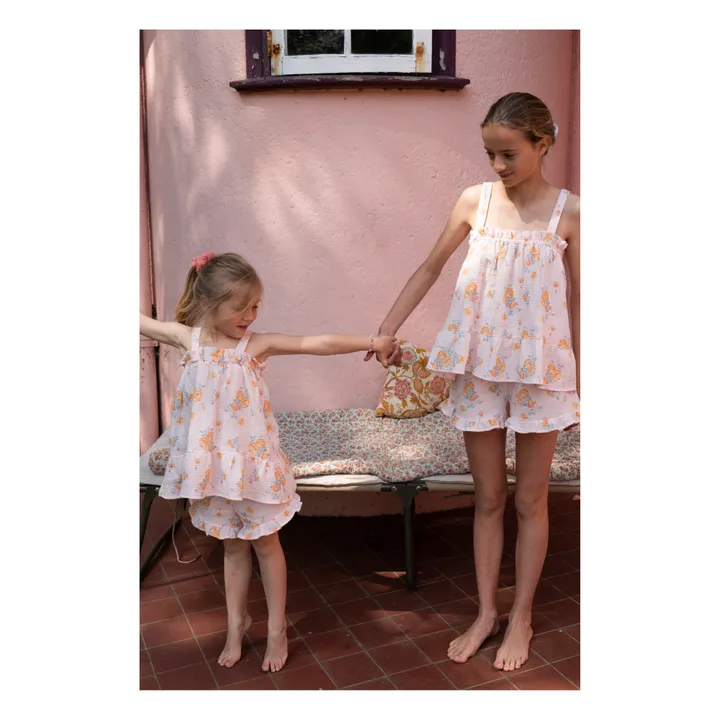 Risu Risu Pyjashort Maya Double Gaze de Coton Bio | Rose pâle