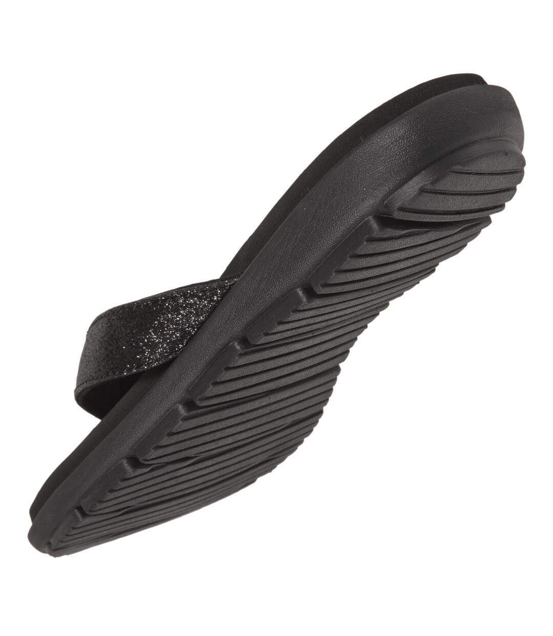 Isotoner Tongs femme confortables et détail tiges à paillettes