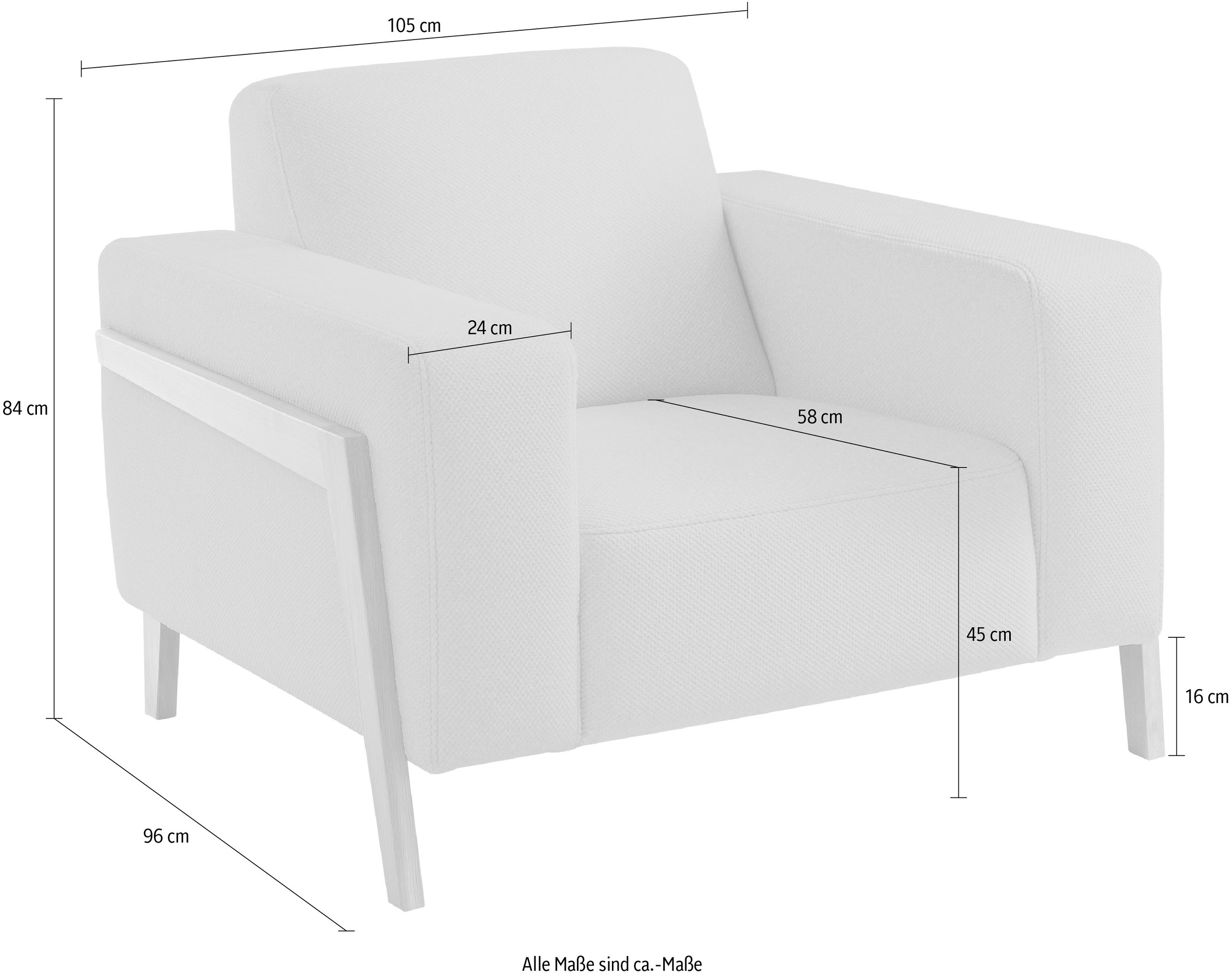 exxpo - sofa fashion Sessel »Starr, Loungesessel, Scandic Design mit Sichtholz am Armteil« im Scandinavian Design, mit Massive Holzfüsse, frei im Raum stellbar