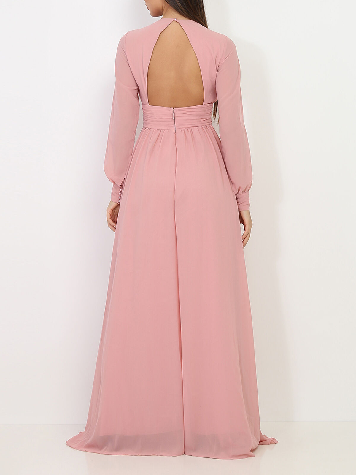 Robe longue à manches ouvertes- Vieux rose