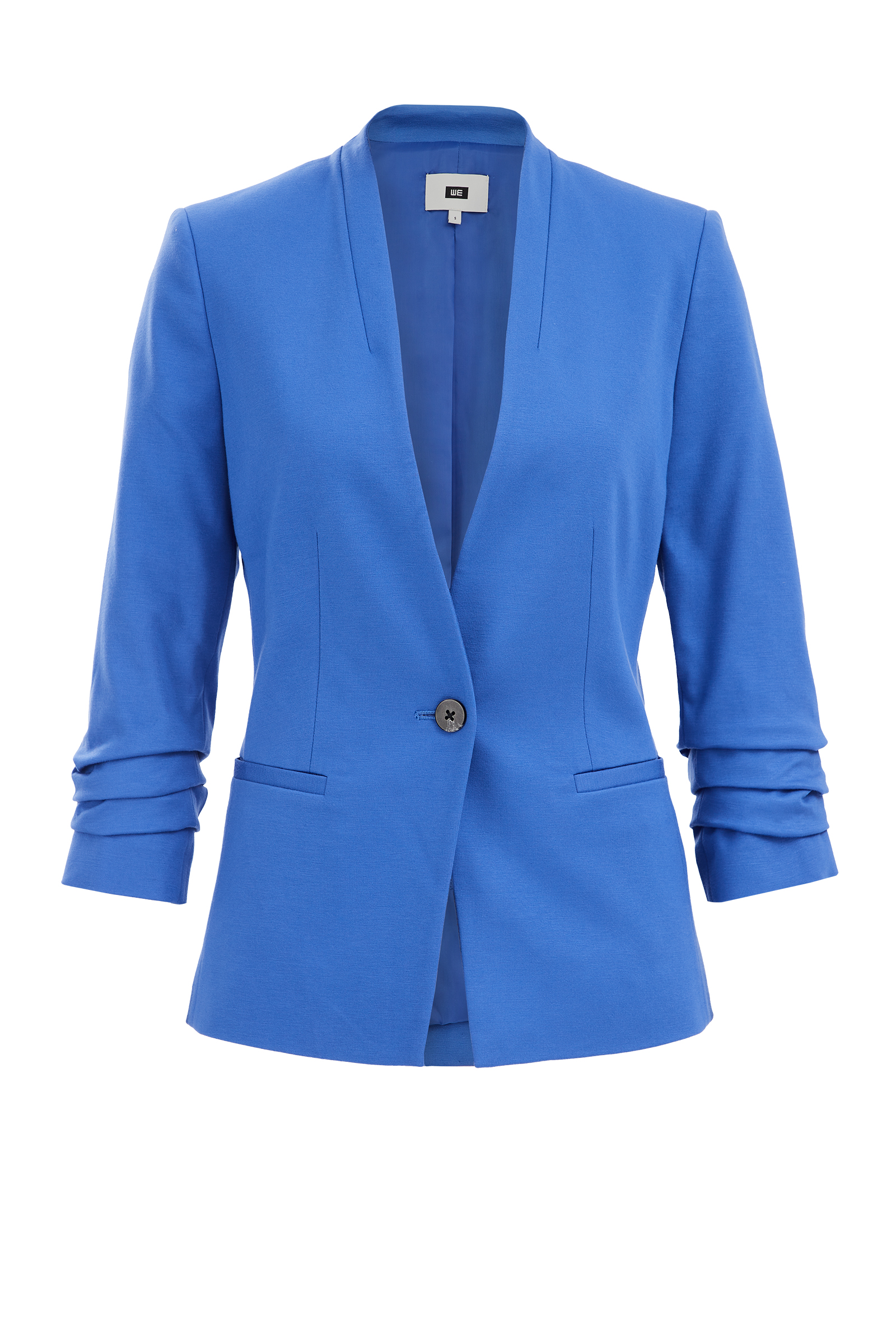 getailleerde jersey blazer met rimpeleffect WE Fashion IJsblauw