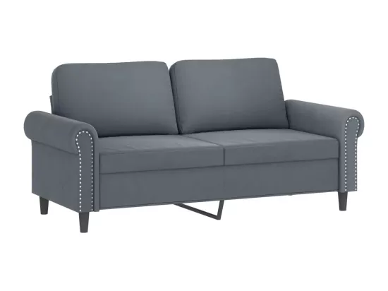 Canapé 2 places avec oreillers gris foncé 140 cm velours