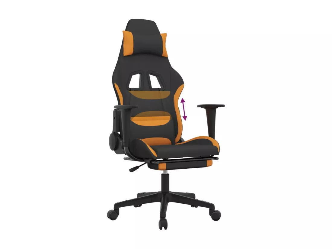 Chaise de jeu avec repose-pied Noir et orange Tissu