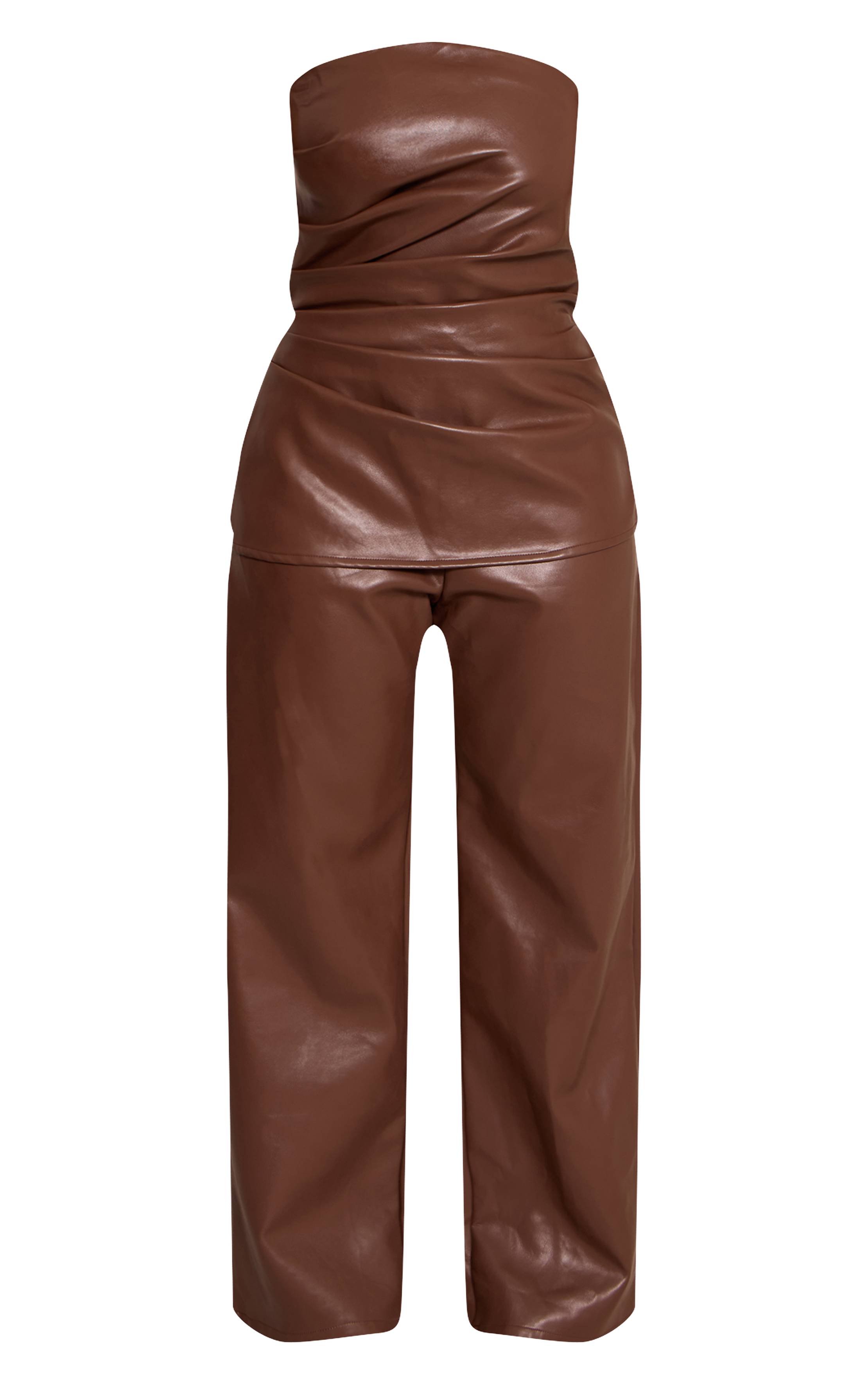 Chocolat Combinaison Pantalon Large À Bandeau Froncé En Synthétiquecuir Shape