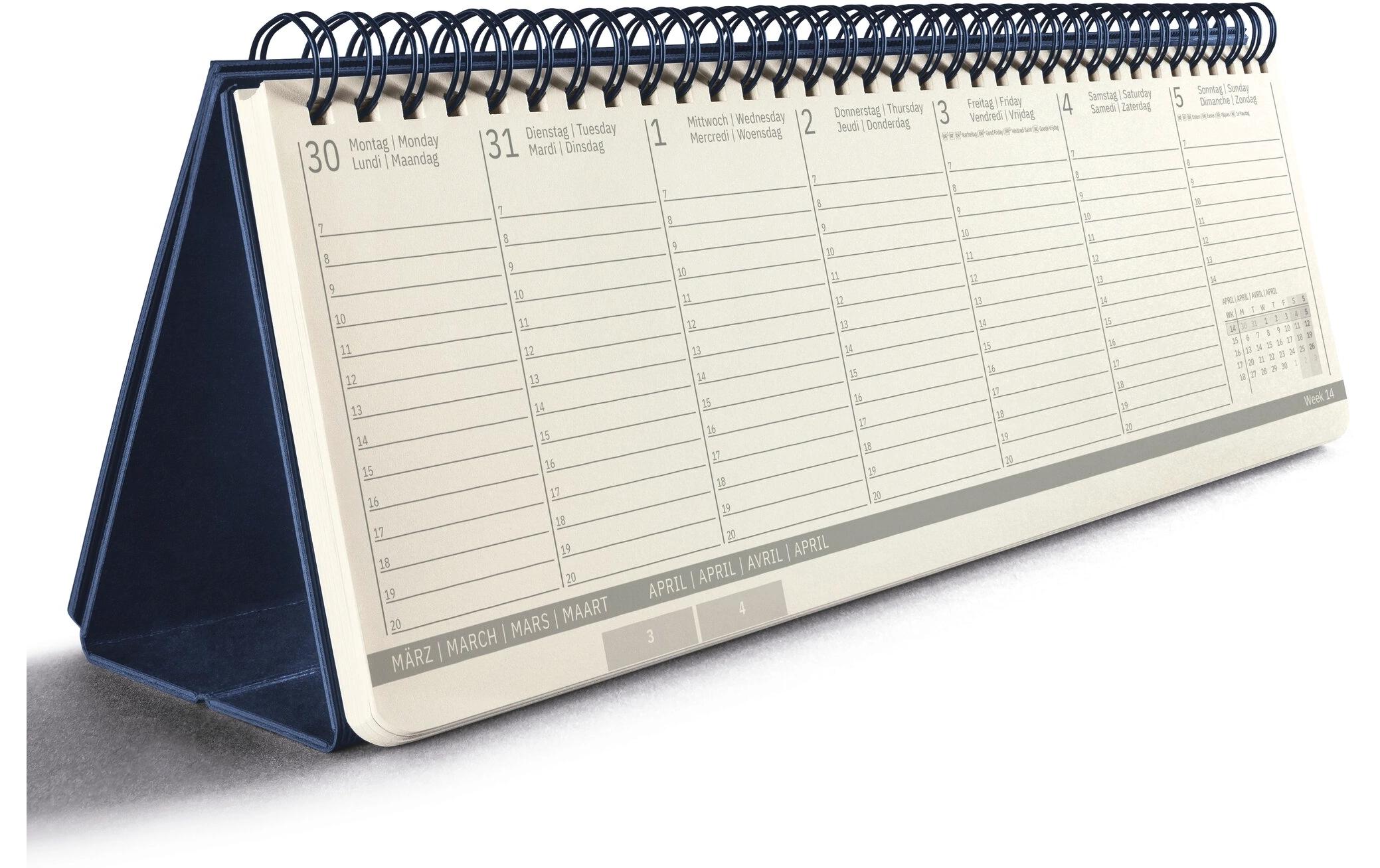 Tisch-Querkalender Conceptum 30 x 14,3cm, 2026, BlauWochenkalender mit Spiralbindung