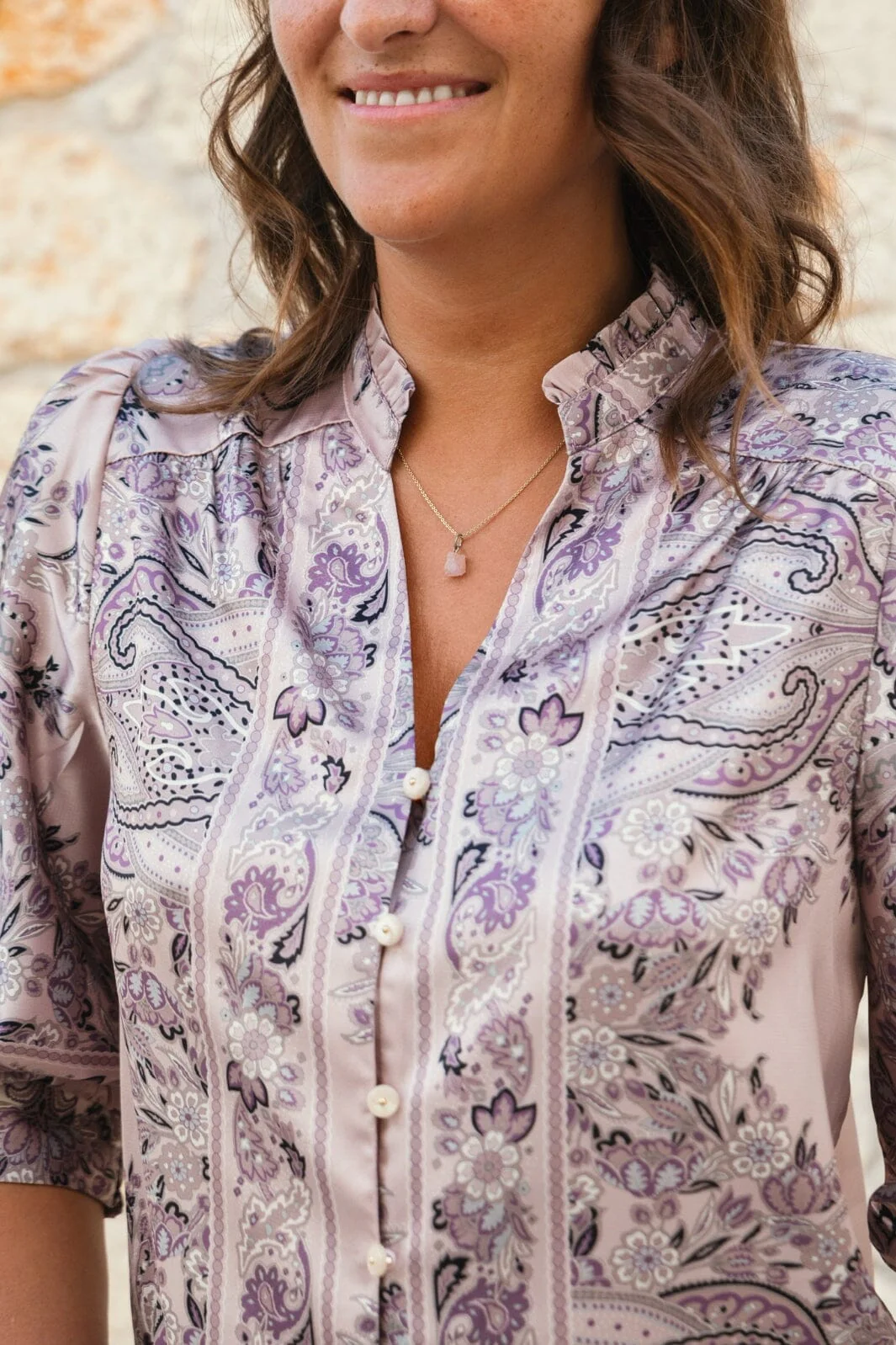 Neo Noir Roselle Paisley Border Blouse