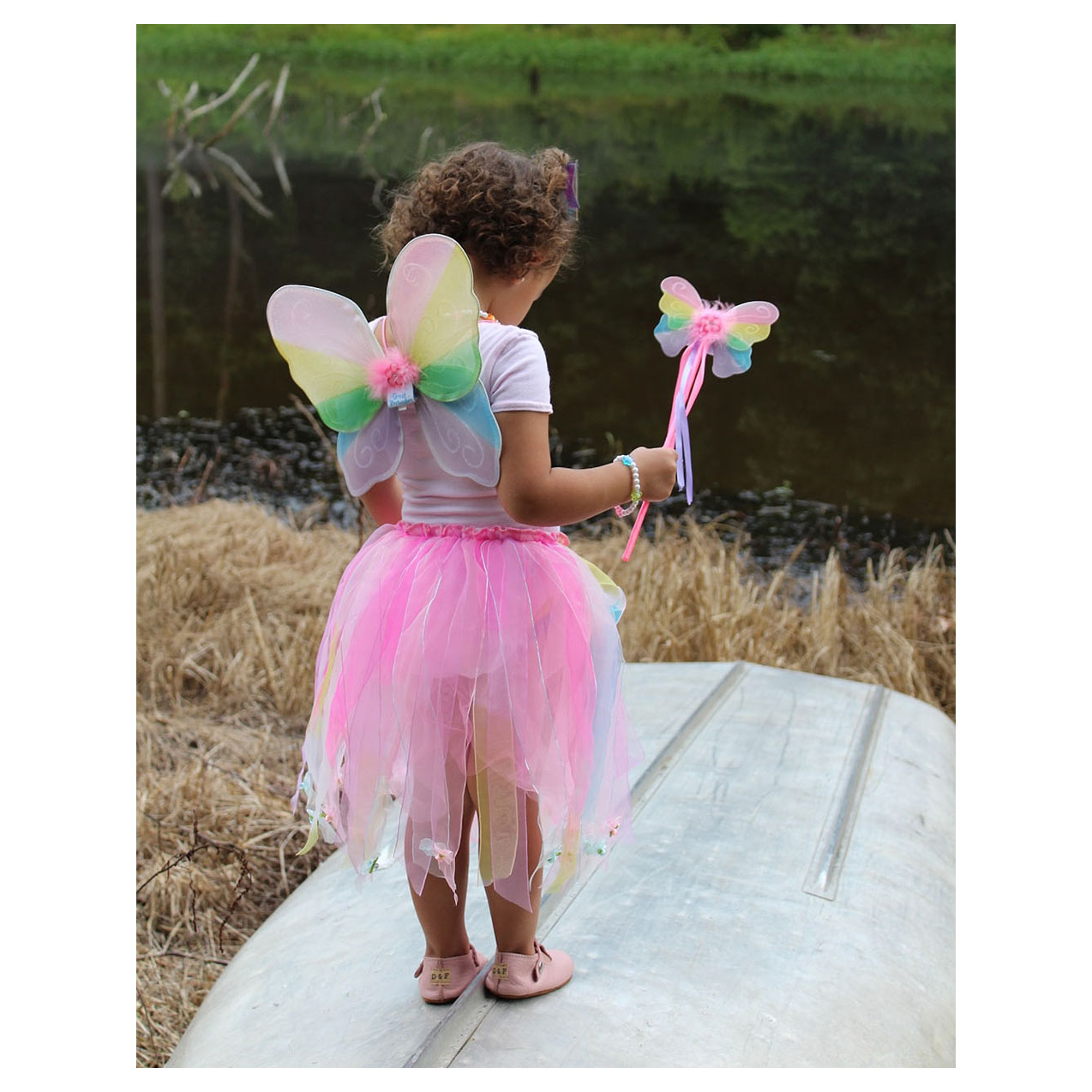 Verkleedset Vlinder Neon Regenboog, 4-6 jaar