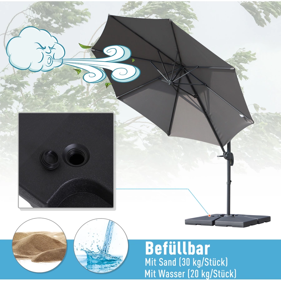 Outsunny Gartenschirmständer als 4-teiliges Set schwarz