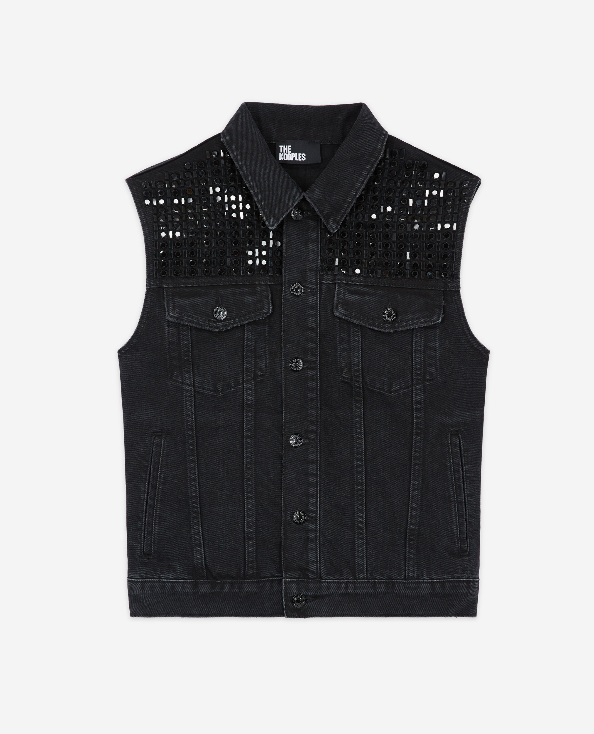 Blouson sans manches en denim noir