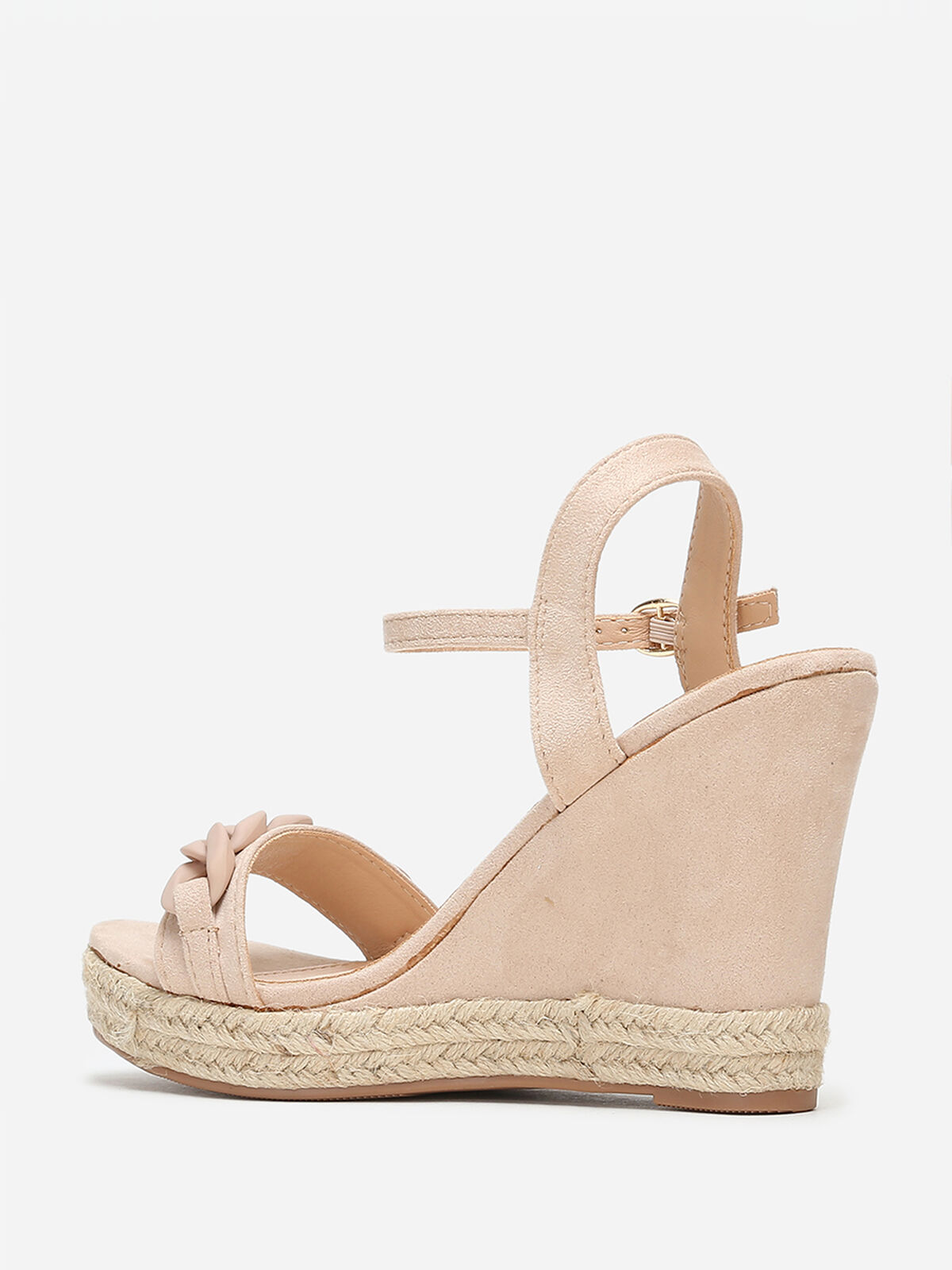 Sandales compensées beiges en suédine et cordage Beige- Beige