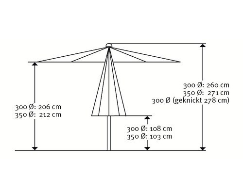Schneider Adria tuinparasol, Ø 350 cm, rond, zilvergrijs