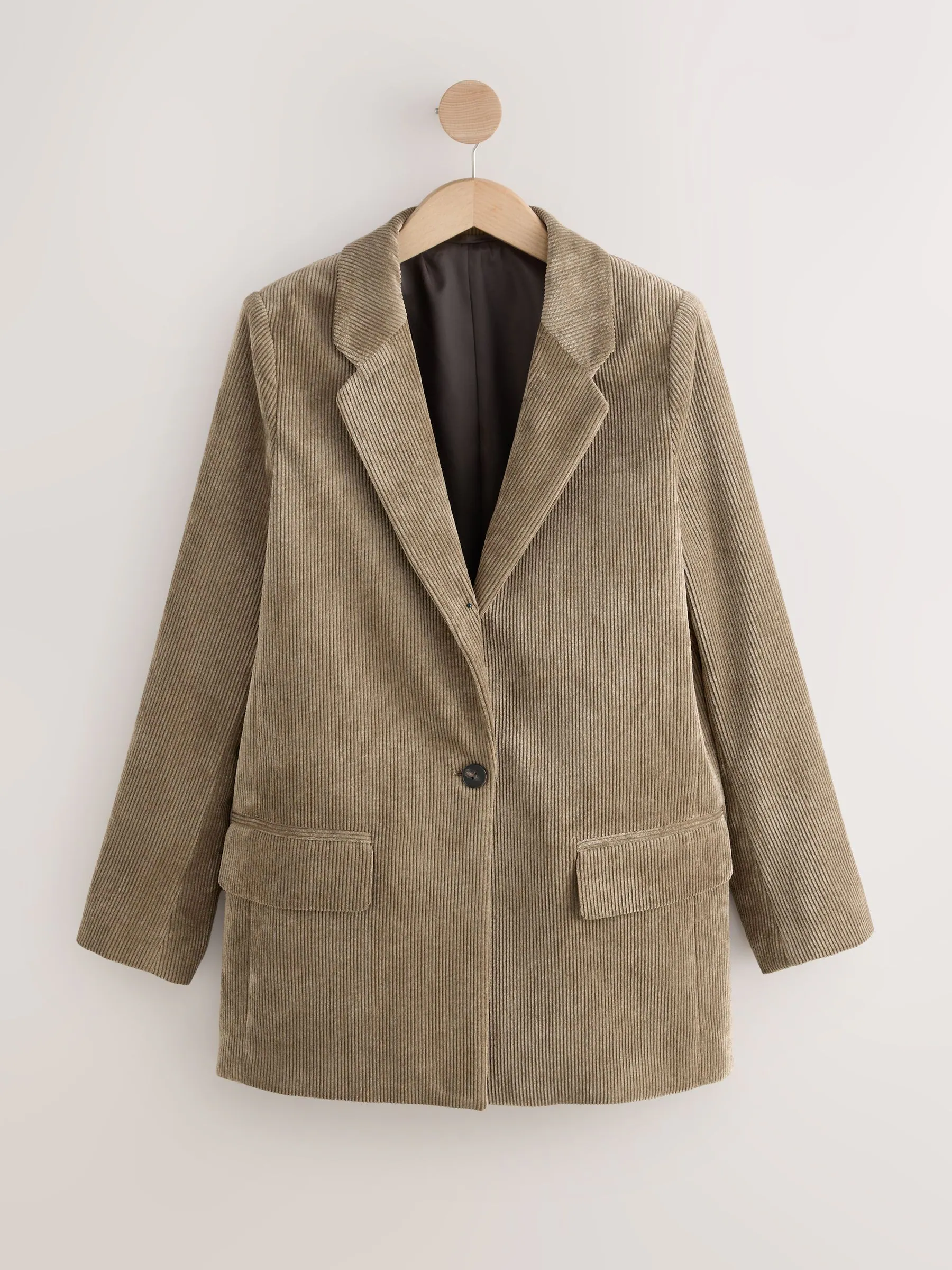 Kakigroen - Corduroy blazer met enkele rij knopen