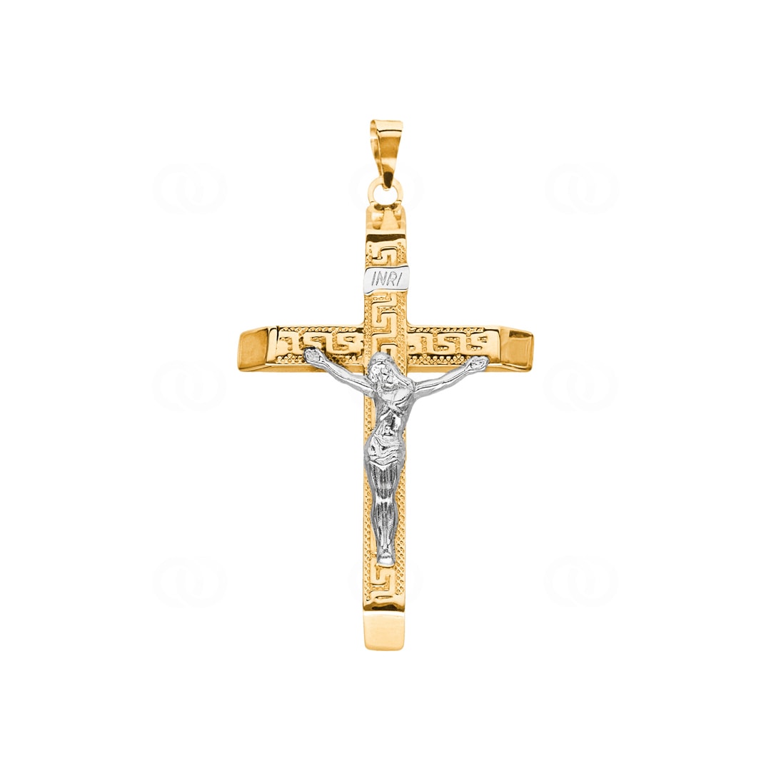 Anhänger 750/18 K Gelbgold Kreuz mit Jesus 45 x 27mm