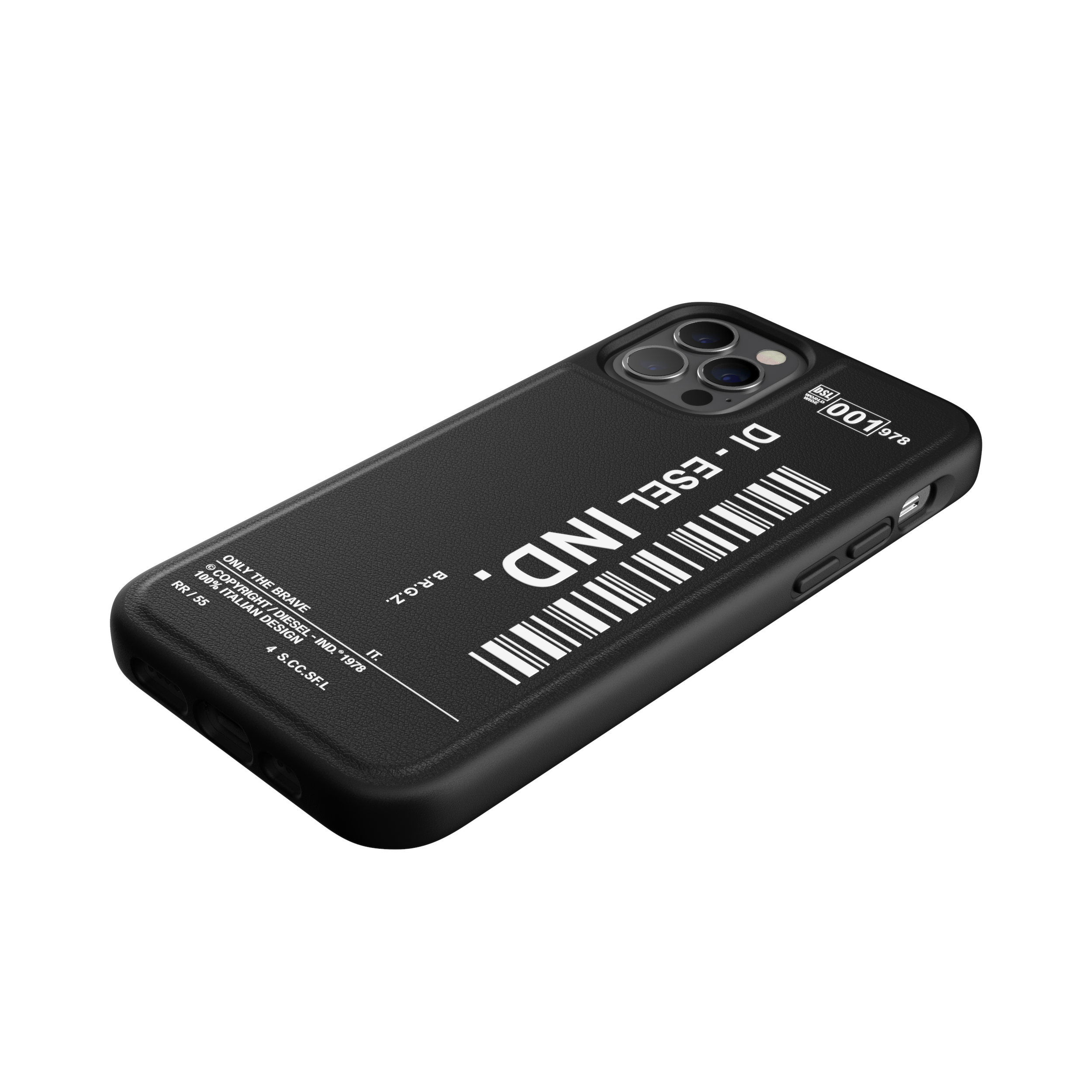 iPhone 12 / iPhone 12 Pro Leder Hardcase Hülle Moulded Case Core Barcode Grafik (42489) - Schwarz