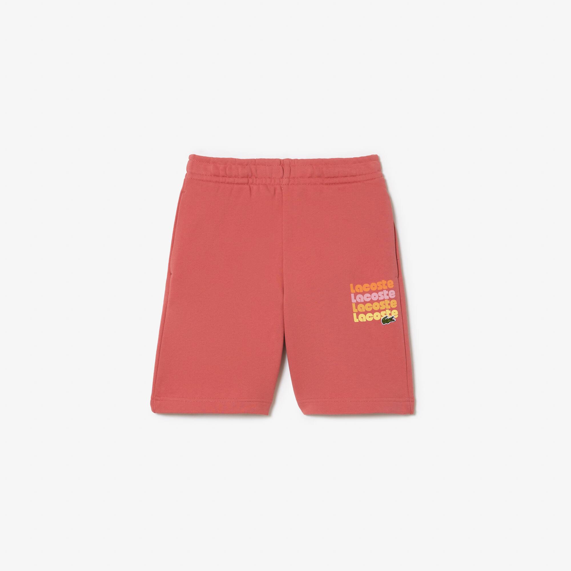 Ungeraute Fleece-Shorts mit LACOSTE Aufdruck Hosen - Rot - Lacoste - Jungen