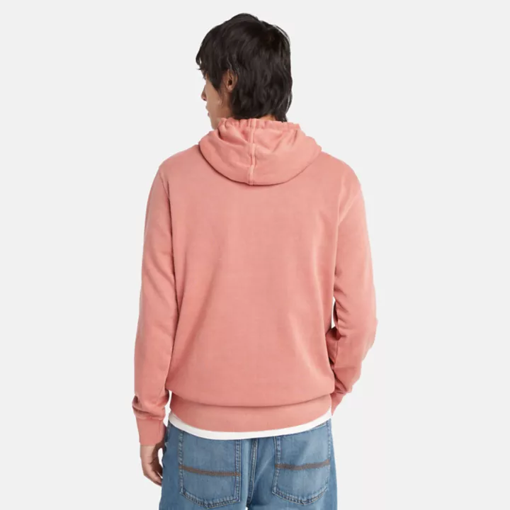 Sweat à capuche teint en plongée pour homme en rouge