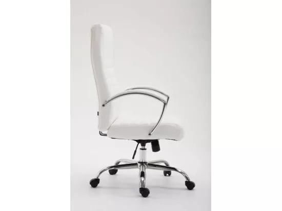 Chaise de bureau - Similicuir & Métal chromé - Blanc - Valais