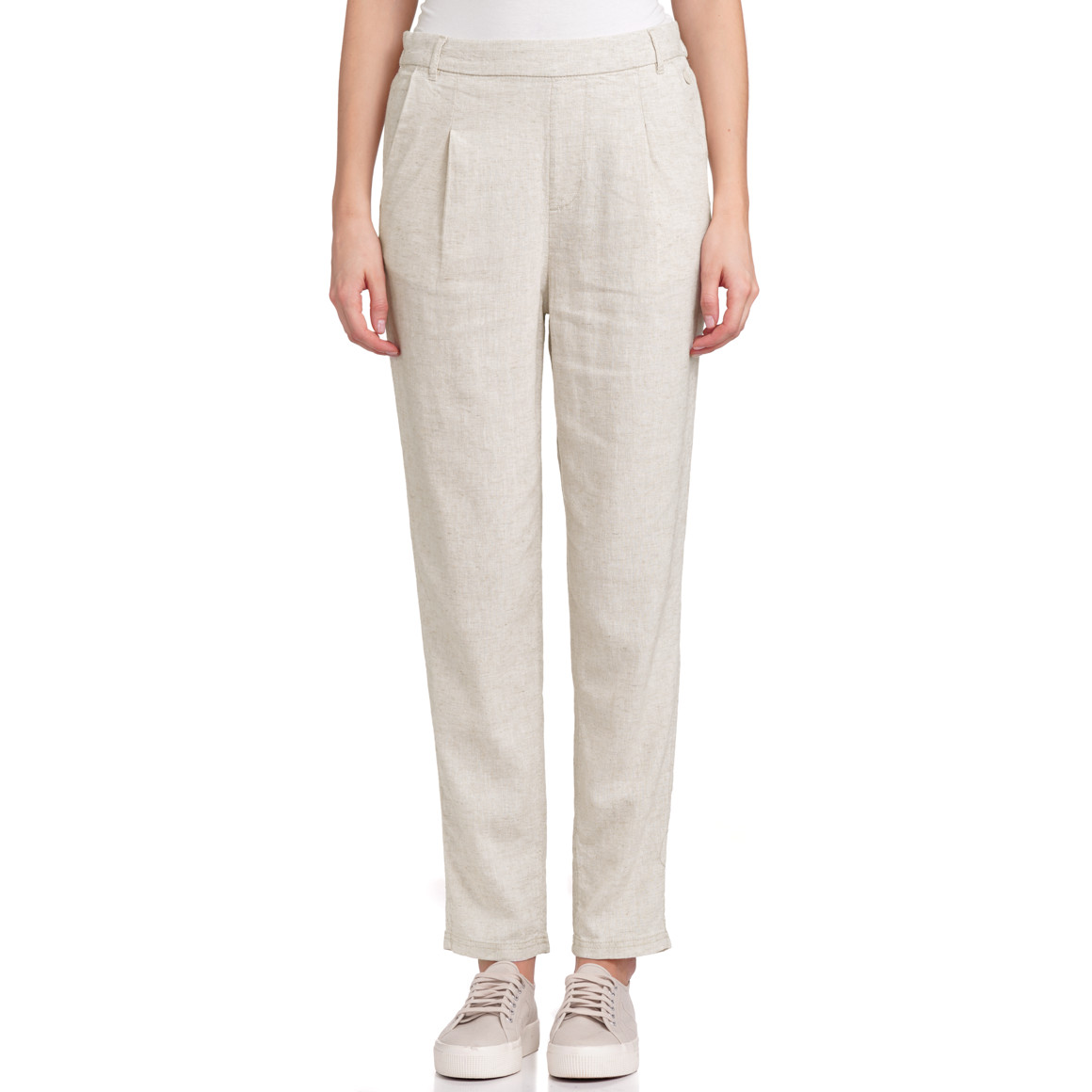 Gina Collection Damen Leinen-Jogpants in Unifarben creme