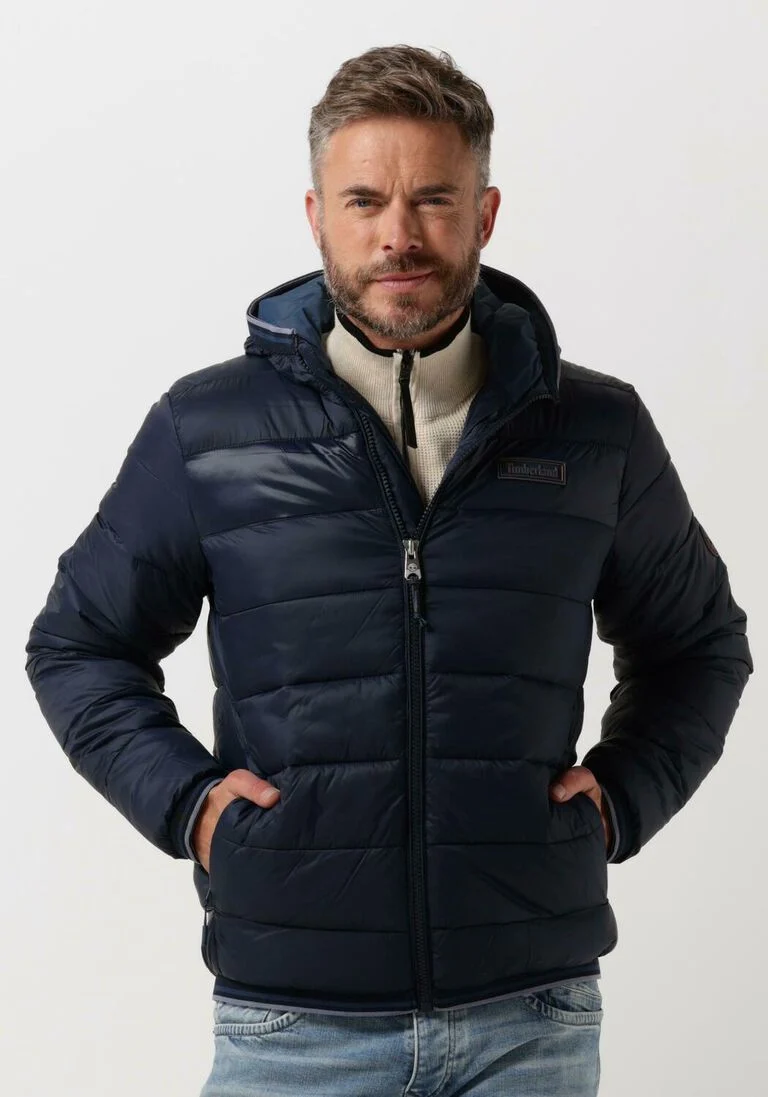 TIMBERLAND donkerblauwe timberland gewatteerde jas mid weight hooded jkt