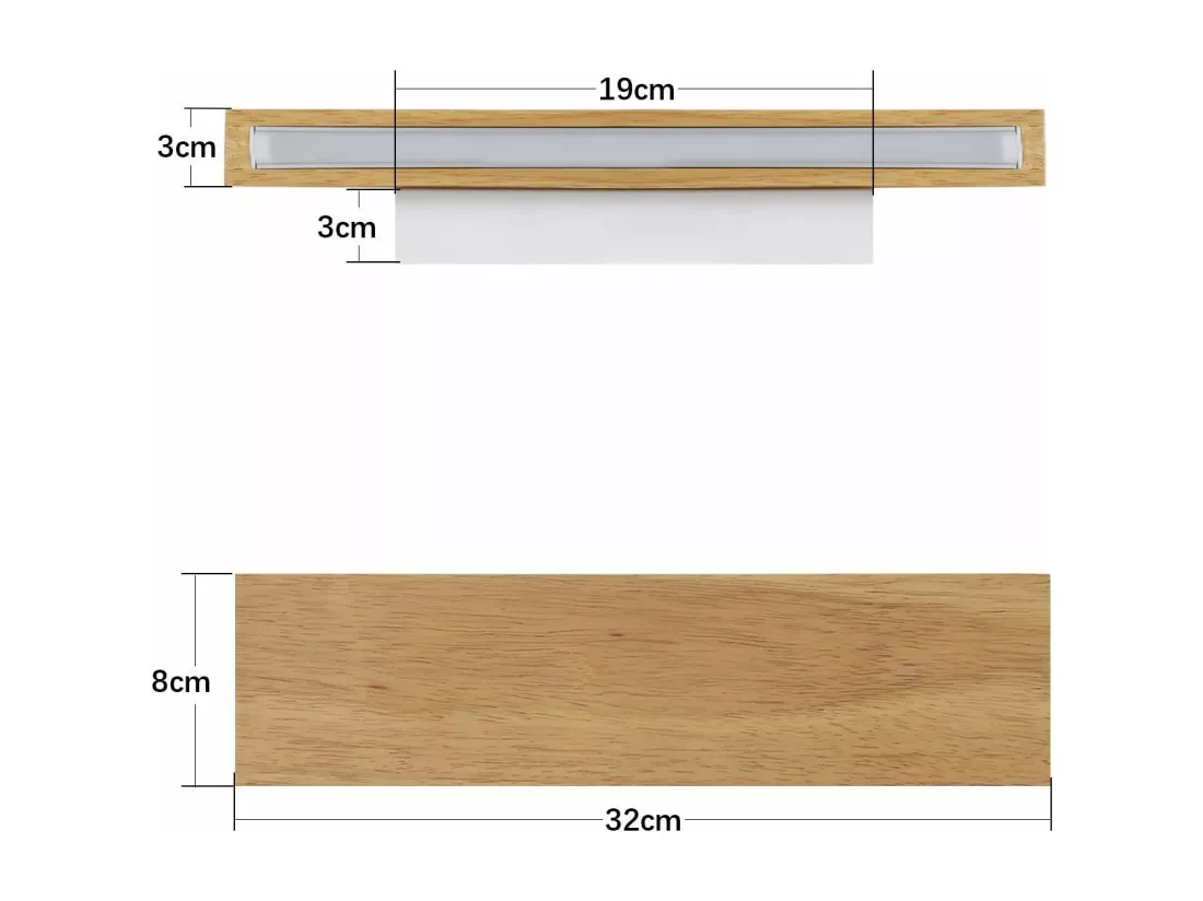 NETTLIFE Applique murale LED intérieure - 32CM Bois Moderne Lampe de couloir Up et Down Design Lampe de cage d'escalier 11W 3000K Blanc Chaud