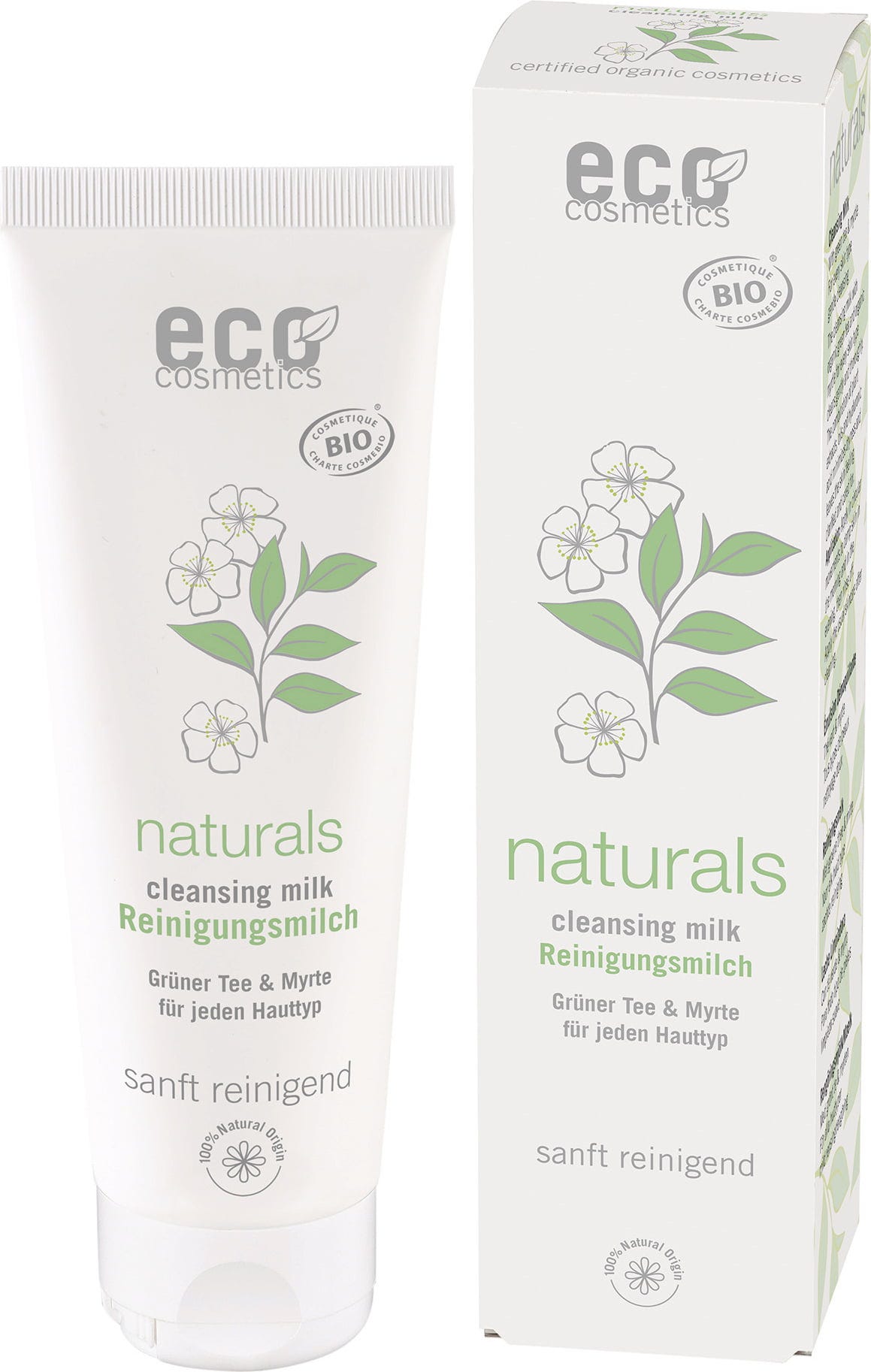 eco cosmetics  Reinigungsmilch 3in1 Grüntee & Myrte, 125 ml