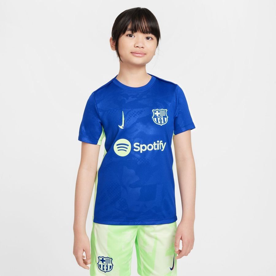 FC Barcelone T-shirt d'Entraînement Dri-FIT Academy Pro Avant-Match 3ème - Bleu Royal/Vert Enfant