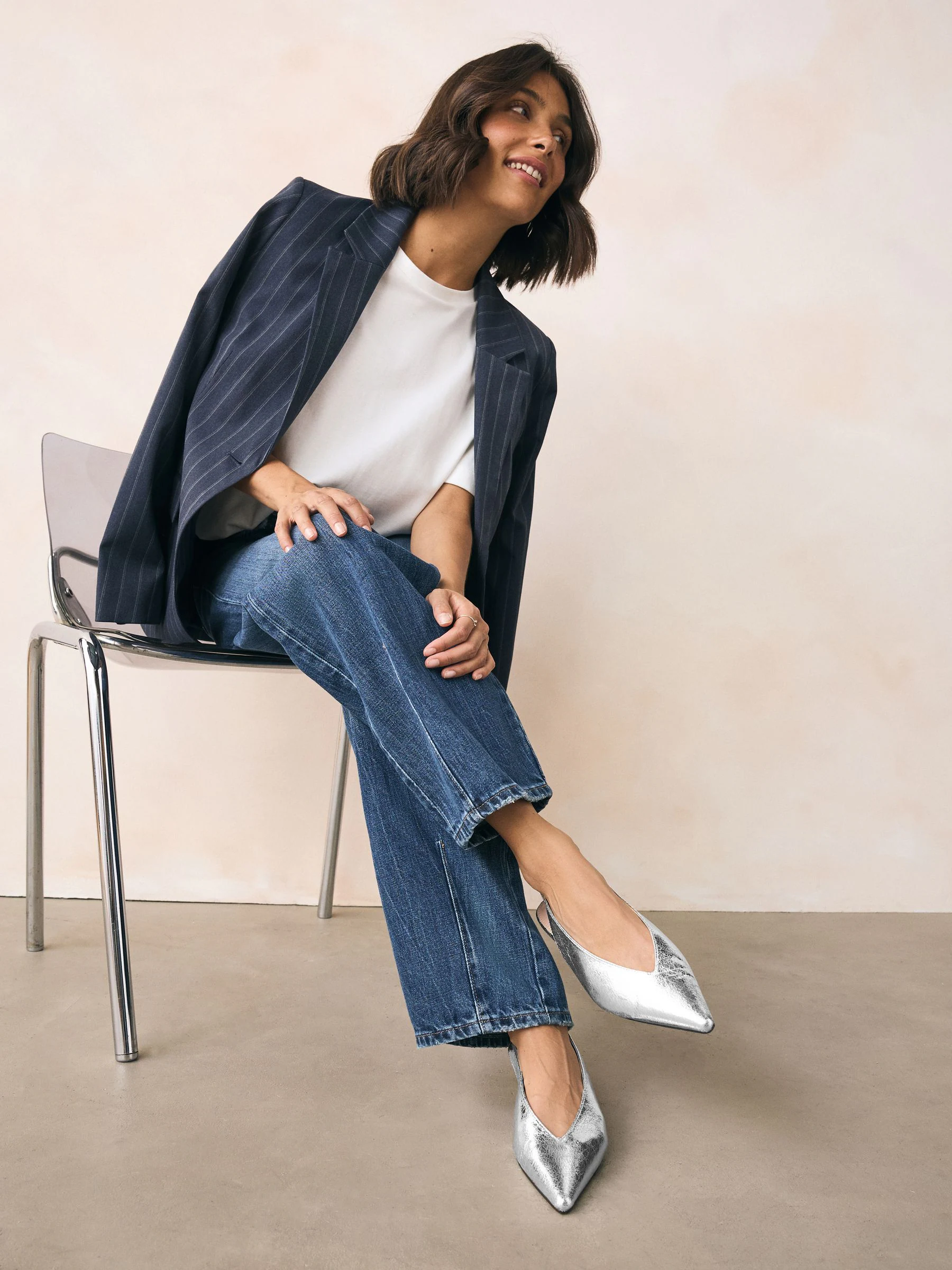 Zilver - Print Forever Comfort® puntige schoenen met hielbandje