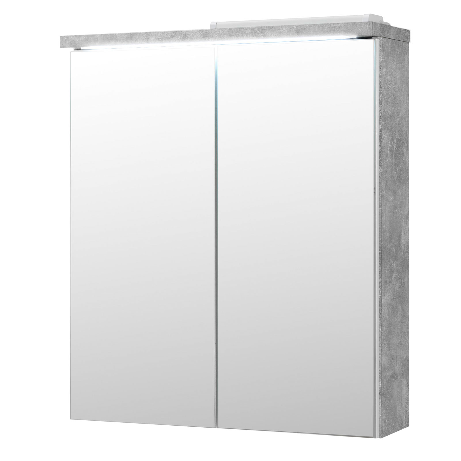 Spiegelschrank - grau - Betonoptik - mit LED-Beleuchtung