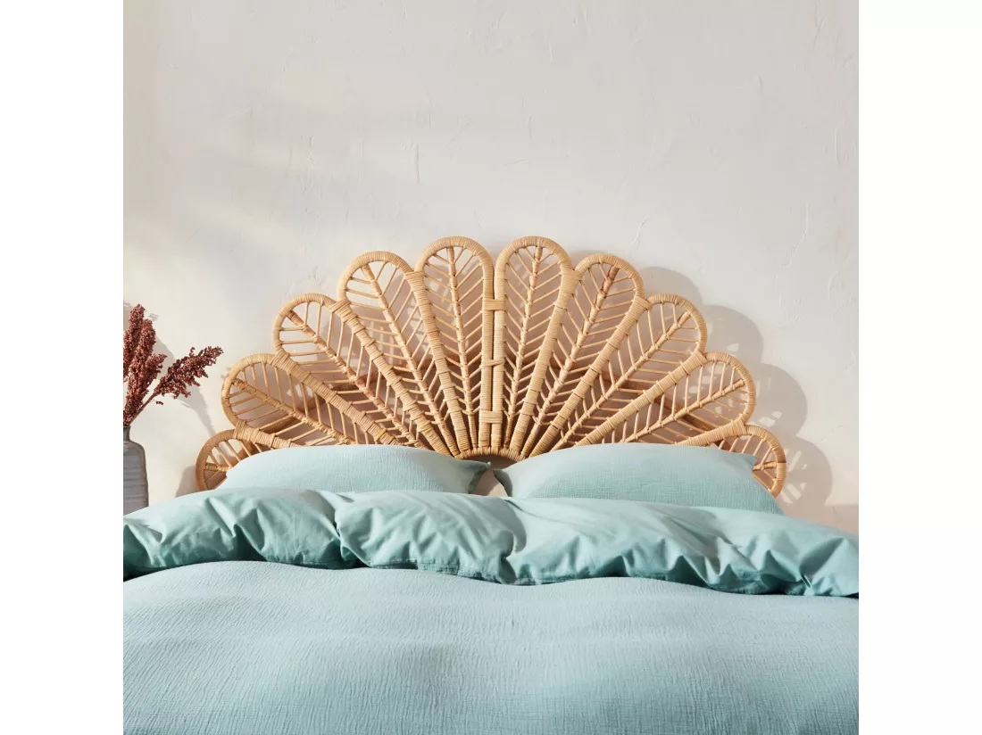 Tête de lit en rotin naturel L 140 x P6 x H115cm