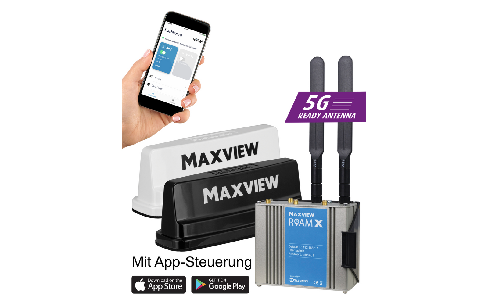 Maxview LTE/WiFi Antenne Campervan Roam X schwarz