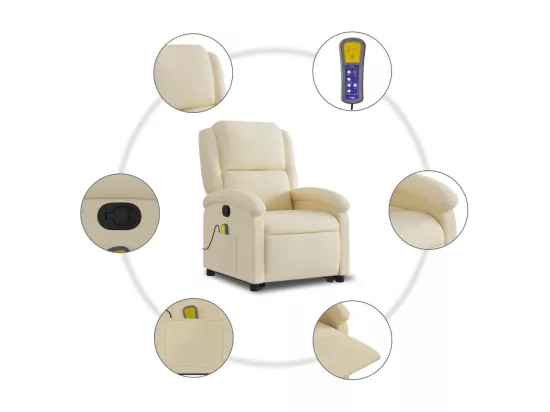 Fauteuil inclinable massant Crème Tissu