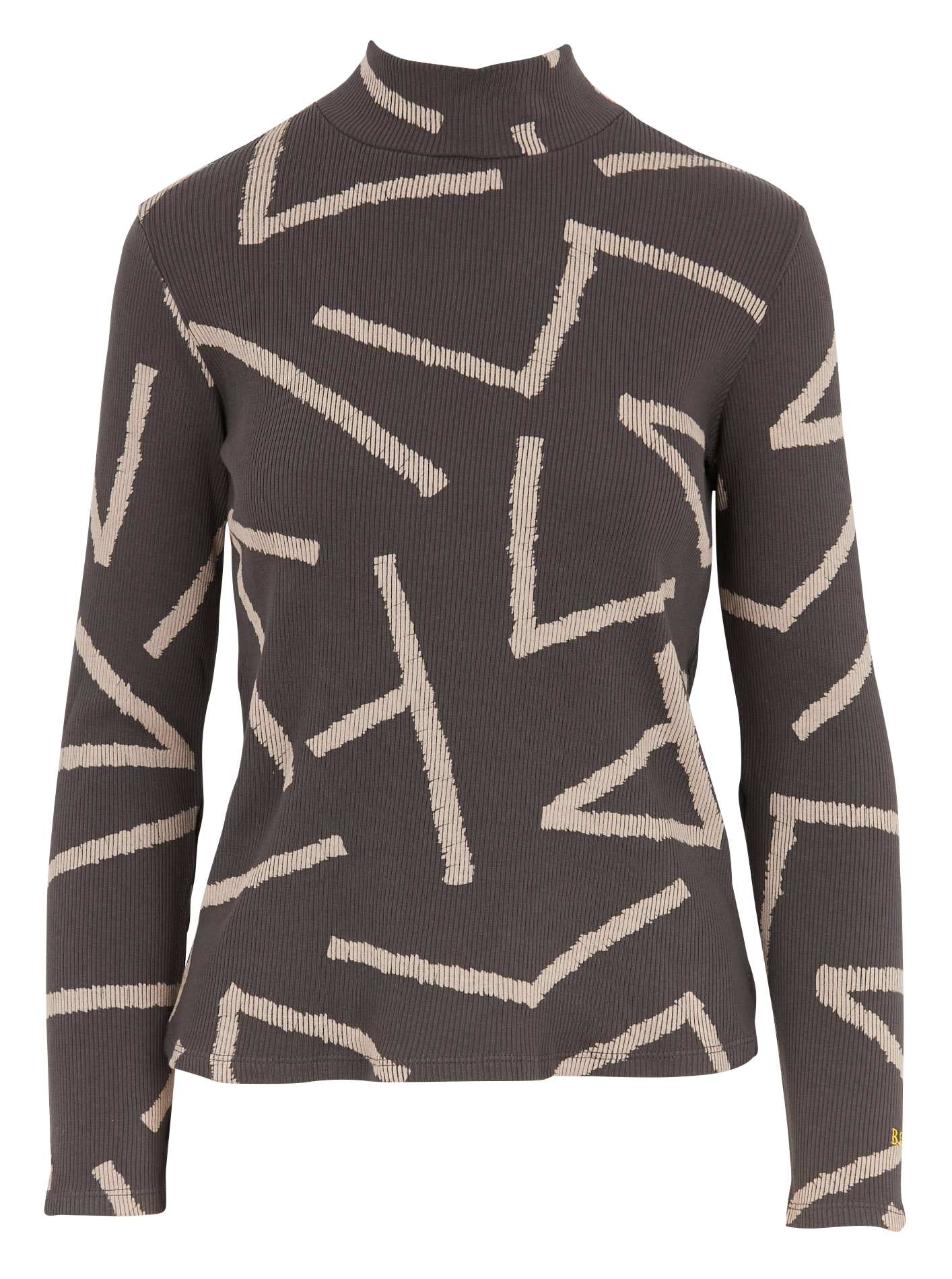 Top col montant imprimé en coton| Gris