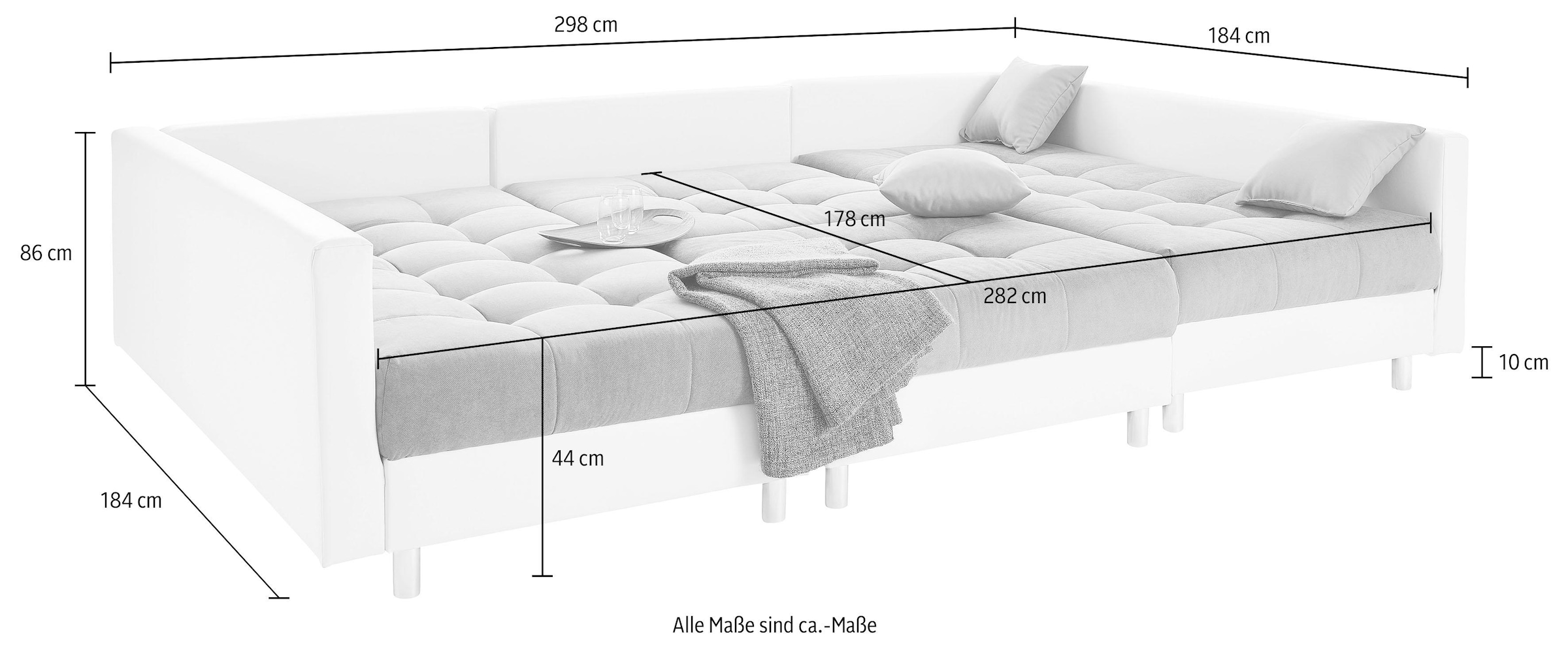COLLECTION AB Wohnlandschaft »Antonia U-Form« mit Federkern und zusätzlichem Hocker