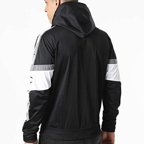 Veste Zippée Capuche Tricolore A Bandes 217192 Noir Gris