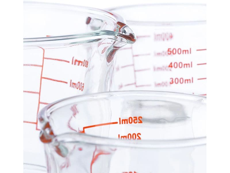 relaxdays Messbecher 3 Stück Glasmessbecher Set