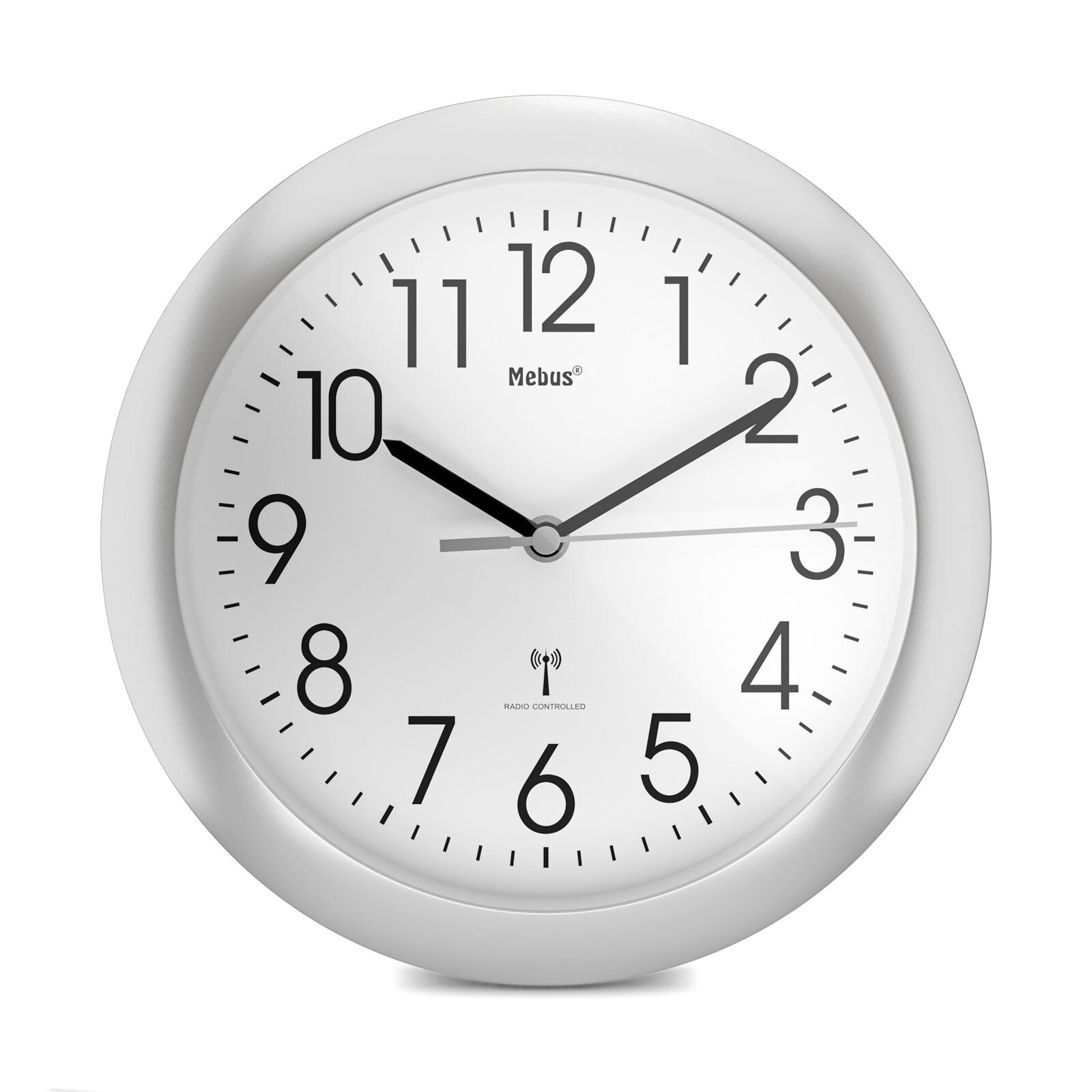 Mebus Funk-Wanduhr 25 cm silberfarbig/schwarz
