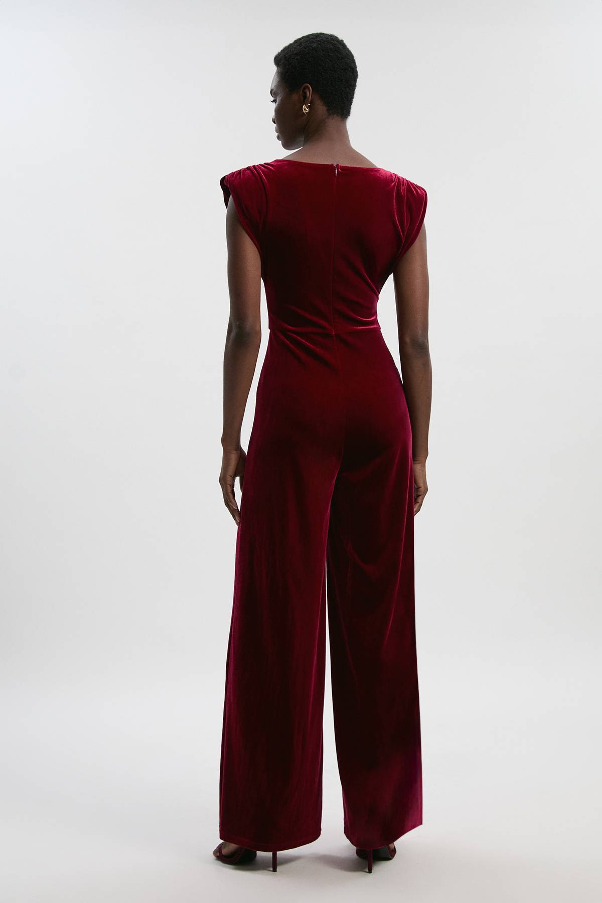 KarenMillen Combinaison Petite en Velours Stretch à Épaules Structurées