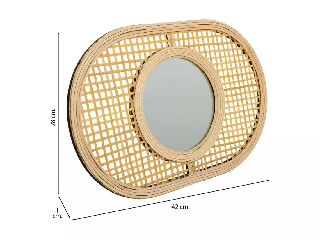 Miroir en bambou marron 42x28x1h
